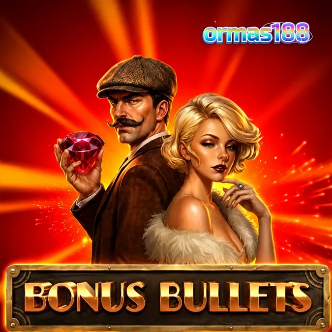 Tampilan visual slot Bonus Bullets dengan tema koboi dan gulungan 3x3